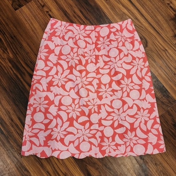 Vintage 90's Lily Pulitzer Pink Lemon and Flower Skirt - Picture 2 of 7